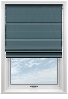 Akoya Faux Silk, Lustre Ink Blue - Motorised Roman Blind